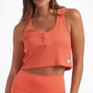 Vuori Orange ribbed Cropped Tank Top small